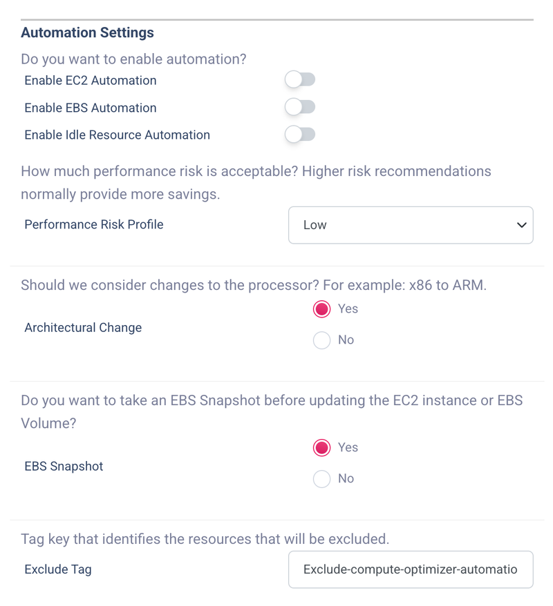Automation preferences